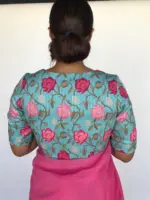 Blue Georgette Blouse With Embroidered Sequins - Image 2