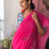 Pink Chiffon Saree with Badla work