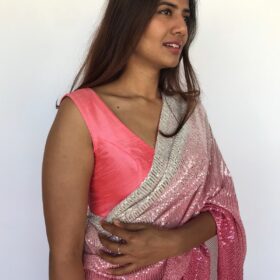 Sleeveless Carrot Pink Raw Silk Blouse