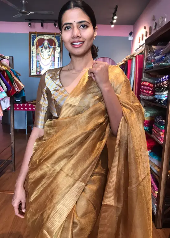 Metallic Gold Tissue Silk Saree