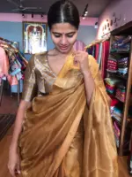 Metallic Gold Tissue Silk Saree - Image 4