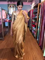 Metallic Gold Tissue Silk Saree - Image 5