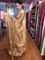 Metallic Gold Tissue Silk Saree - Image 2
