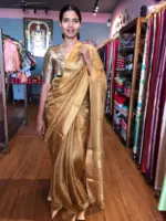 Metallic Gold Tissue Silk Saree - Image 6
