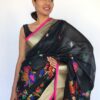 Black Cotton Silk Saree with Jamdani Weaves