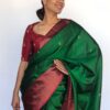 Bottle Green Kanjivaram Saree with Gold Zari Buttas