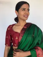 Maroon Embroidered Chinnon Silk Blouse - Image 3
