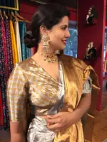 Gold Silver Tissue Silk Saree - Image 3