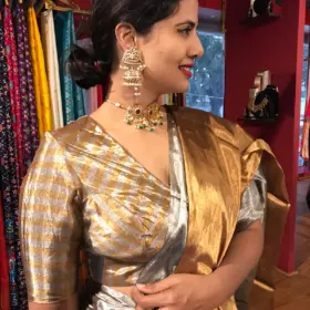 Gold Chanderi Silk Blouse