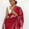 Red Pure Silk Saree with Hand Painted Florals