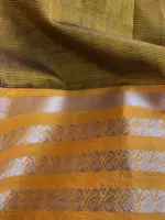 Black Mangalagiri Silk Saree with contrast Silver Zari Weaves - Image 6