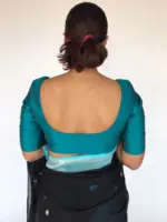 Peacock Blue Raw Silk Blouse - Image 2
