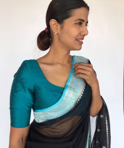 Peacock Blue Raw Silk Blouse