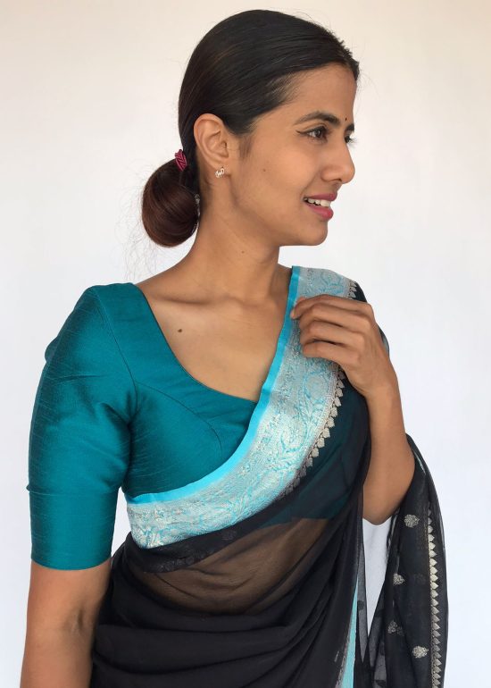 Peacock Blue Raw Silk Blouse