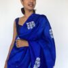 Block Printed Royal Blue Pure Silk Saree