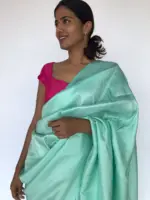 Mint Banarasi Silk Saree with Silver Zari Weaves