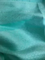 Mint Banarasi Silk Saree with Silver Zari Weaves - Image 5