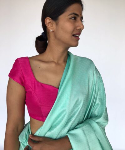 Hot Pink Raw Silk Blouse