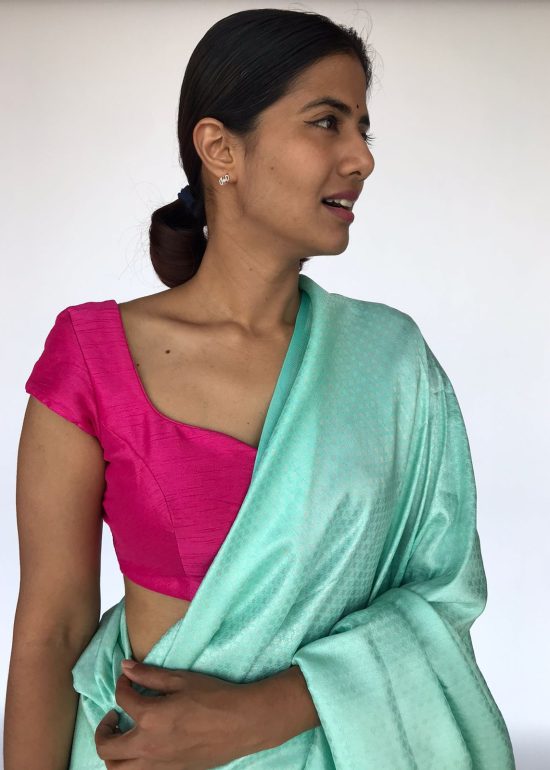 Hot Pink Raw Silk Blouse