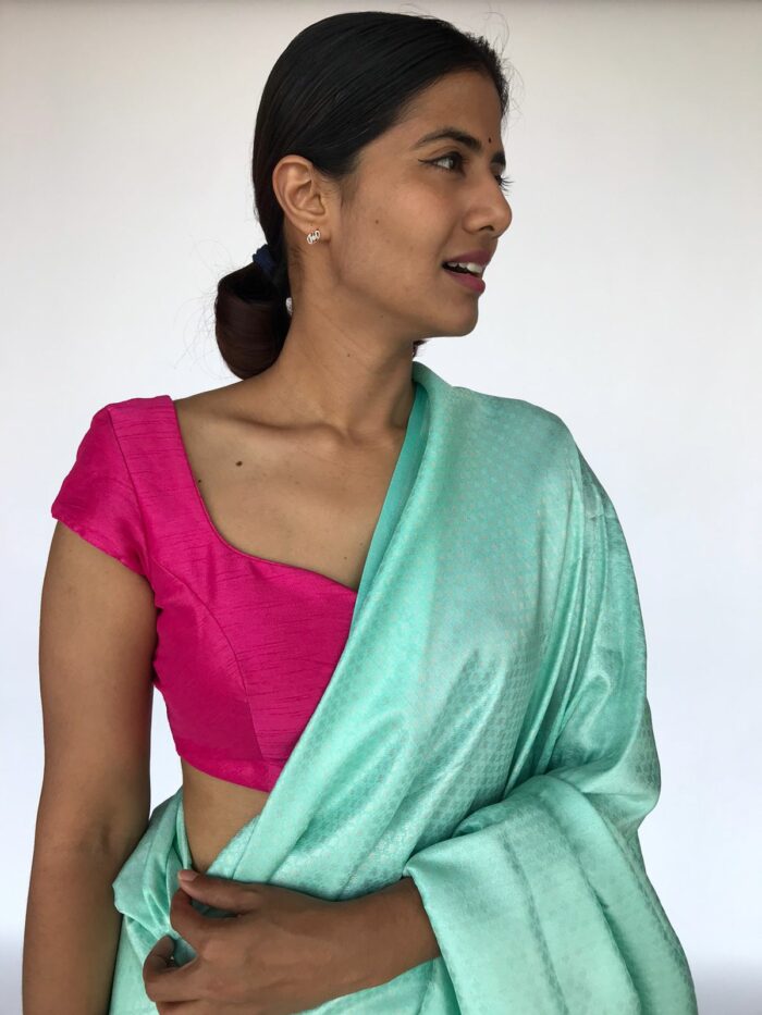 Hot Pink Raw Silk Blouse