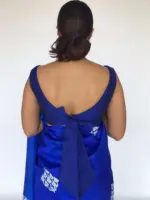 Royal Blue Raw Silk Tie -up Blouse - Image 2