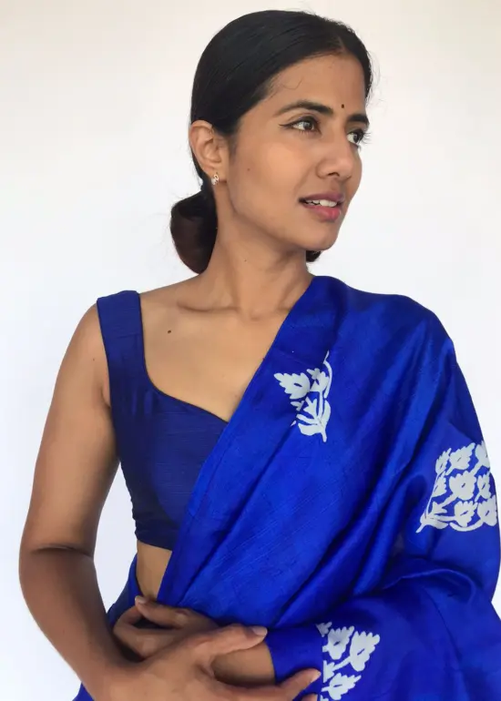 Royal Blue Raw Silk Blouse
