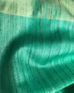 Teal Green Tussar Silk Saree - Image 6