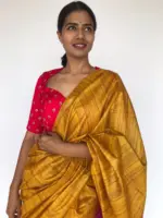 Mustard Tussar Jute Silk Saree