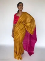Mustard Tussar Jute Silk Saree - Image 2
