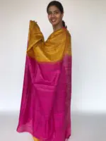 Mustard Tussar Jute Silk Saree - Image 3