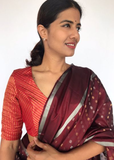 Red Pure Tussar Silk Blouse