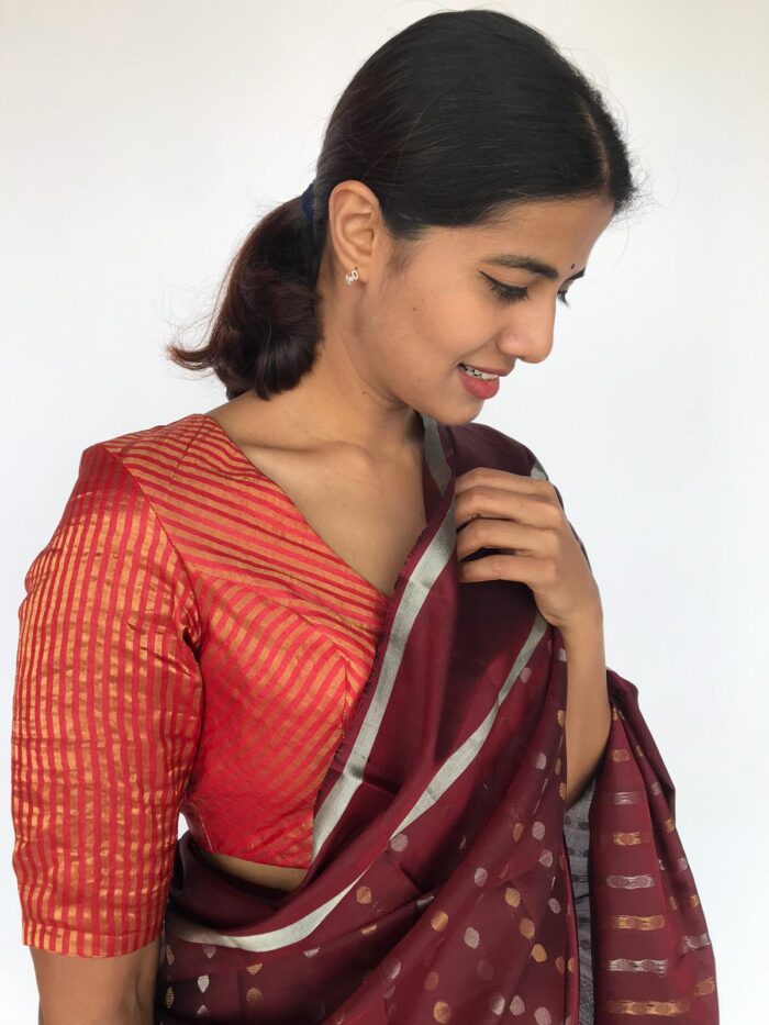 Red Pure Tussar Silk Blouse