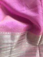 Baby Pink Mangalagiri Silk Saree with Silver Zari Weaves - Image 6