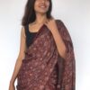 Maroon Pure Modal Silk Saree with Ajrakh Hand Block Prints