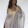 Pale Lilac Handwoven Tissue Silk Saree with Silver Zari Edging