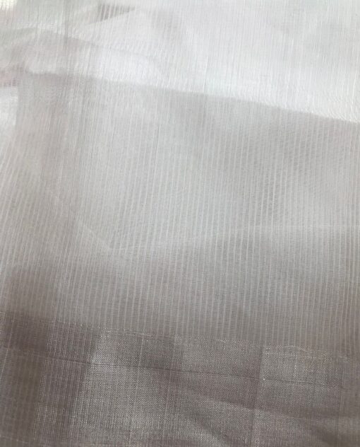 Blouse - Snow White Handwoven Tissue Silk Saree with Silver Zari Edging
