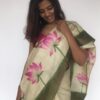 Ivory Handpainted Pure Tussar Silk Saree