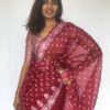 Maroon Organza Silk Saree with Embroidery