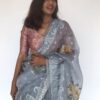 Pure Ice Blue Organza Silk Saree with Embroidery