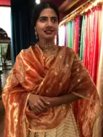 Ivory Silk Lehenga with contrast zari border