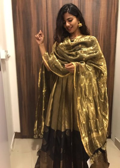 Metallic Gold Tissue Silk Dupatta