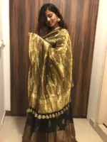 Metallic Gold Tissue Silk Dupatta - Image 3