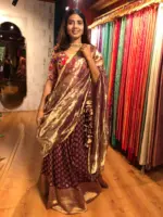 Purple Silk Georgette Lehenga highlighted with Zari Weaves - Image 5