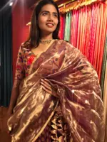 Purple Silk Georgette Lehenga highlighted with Zari Weaves - Image 3