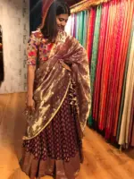 Purple Silk Georgette Lehenga highlighted with Zari Weaves - Image 4