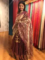 Purple Silk Georgette Lehenga highlighted with Zari Weaves - Image 6