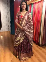 Purple Silk Georgette Lehenga highlighted with Zari Weaves - Image 2