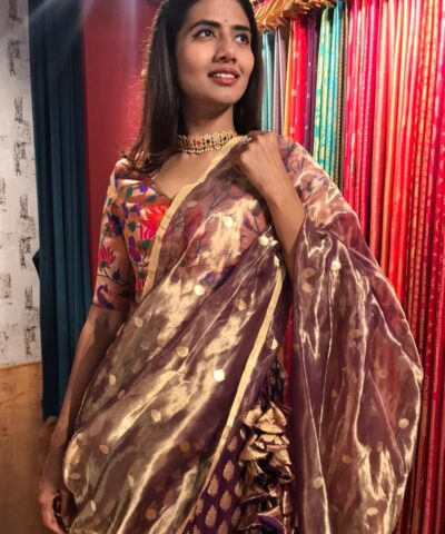 Purple Tissue Silk Dupatta