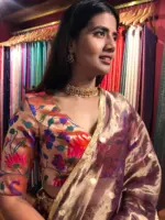 Gold Banarasi Silk Paithani Blouse