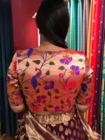 Gold Banarasi Silk Paithani Blouse - Image 2